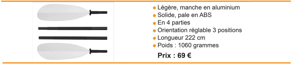 Pagaie démontable 4 parties manche aluminium